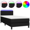 vidaXL Lova su spyruoklėmis/čiužiniu/LED, juoda, 90x190 cm, audinys