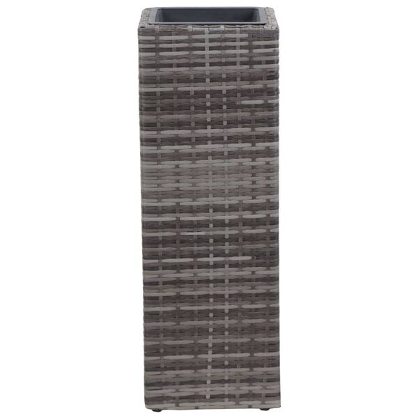 vidaXL Sodo vazonas, pilkas, 28x28x80cm, poliratanas, aukštas