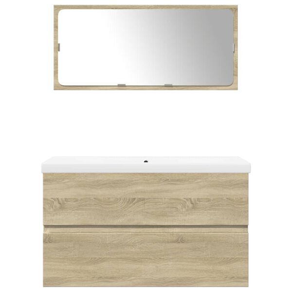 vidaXL Vonios baldų komplektas, 3 dalių, ąžuolo, apdirbta mediena