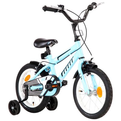 vidaXL Vaikiškas dviratis, juodos ir mėlynos spalvos, 14 colių
