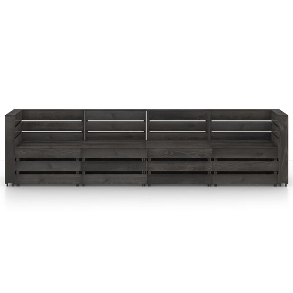 vidaXL Keturvietė sodo sofa, pilkai impregnuota pu&scaron;ies mediena