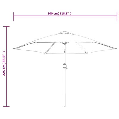 vidaXL Lauko skėtis su LED ir plieniniu stulpu, terakota, 300cm