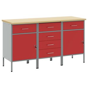 vidaXL Darbo spinta 3 vnt. Raudona ir pilka 150 x 55 x 85 cm