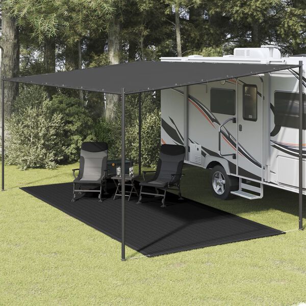 vidaXL Palapinės kilimėlis, juodos spalvos, 250x500cm