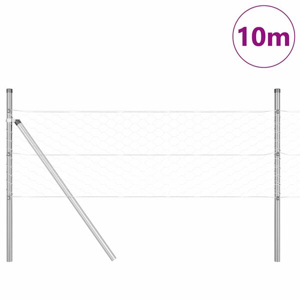 vidaXL Tvorelės stulpas Sidabro 10 x 0,5 m (50 mm tinklas) Plienas