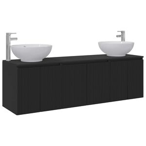 vidaXL Vonios spintos komplektas 3 vnt. Juoda 49,5 x 44,5 x 65 cm