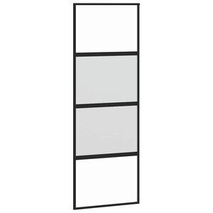 vidaXL Stumdomos durys, juodos, 76x205cm, grūdintas stiklas/aliuminis