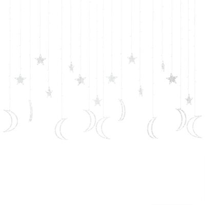 vidaXL Girlianda žvaigždės ir mėnuliai, 345 šiltos baltos LED lemputės