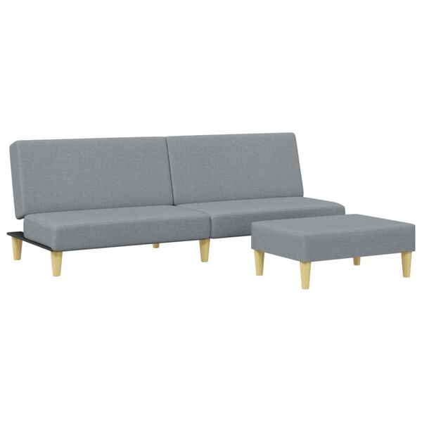 vidaXL Dvivietė sofa-lova su pakoja, &scaron;viesiai pilkos spalvos, audinys