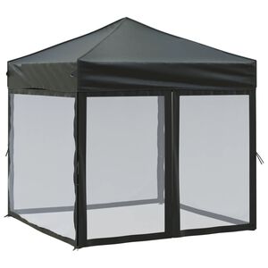 vidaXL Proginė palapinė su &scaron;oninėmis sienomis, juoda, 2x2m