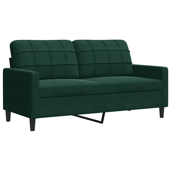 vidaXL Dvivietė sofa, tamsiai žalios spalvos, 140cm, aksomas