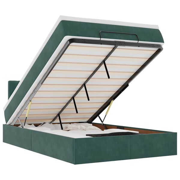 vidaXL Osmanų lovos rėmas su čiužiniu, žalias, 120x200cm, aksomas