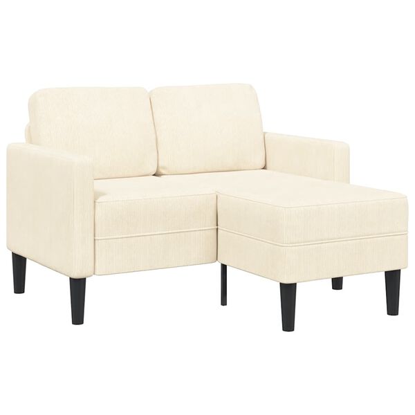 vidaXL 2-vietė sofa su L-formos kreminės kėdutės 125 cm patalyne