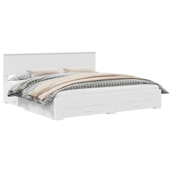 vidaXL Lovos rėmas su galvūgalio Balta 200 x 200 cm Apdirbta mediena