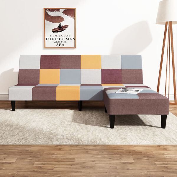 vidaXL Dvivietė sofa-lova su pakoja, įvairių spalvų, audinys
