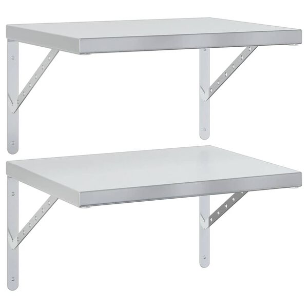 vidaXL Sieninės lentynos, 2vnt., sidabrinės, 50x40cm, plienas