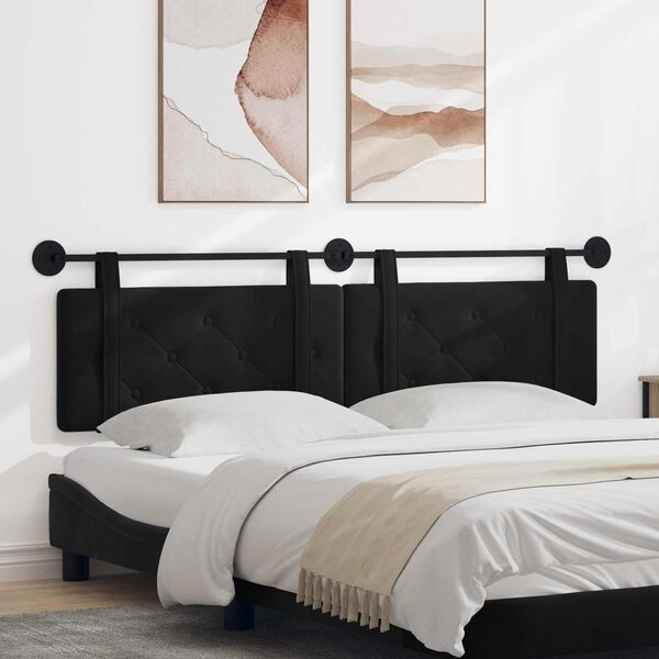 vidaXL Kabantysis galvūgalis Juodas 190 x 55 x 5 cm Aksomas