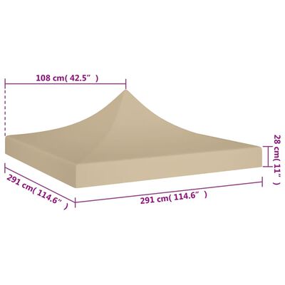 vidaXL Proginės palapinės stogas, smėlio spalvos, 3x3m, 270 g/m²