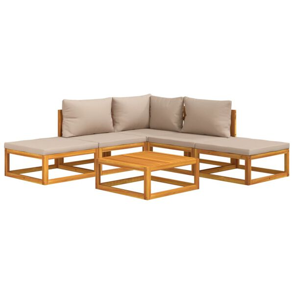 vidaXL Sodo komplektas su taupe spalvos pagalvėlėmis, 6 dalių, mediena