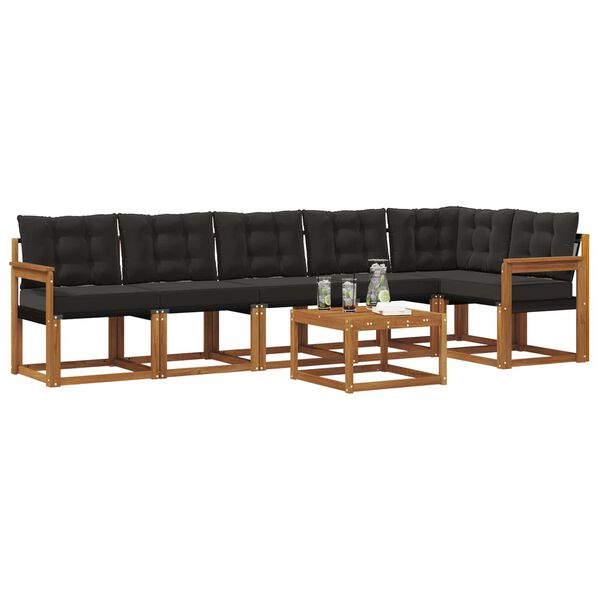 vidaXL Lauko sofos komplektas su pagalve 7 pcs Natūrali ir juoda