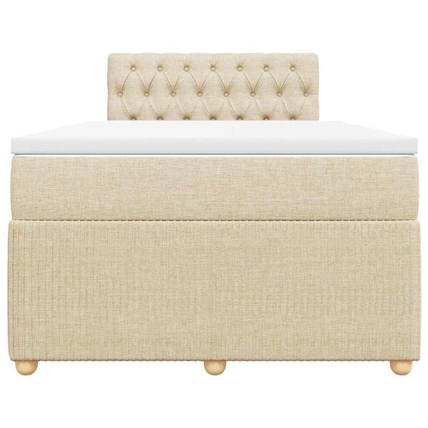 vidaXL Lova su spyruoklėmis ir čiužiniu, kreminė, 120x200 cm, audinys