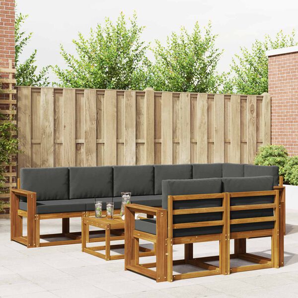 vidaXL Lauko sofos komplektas su pagalve 9 pcs Natūralus ir antracitas