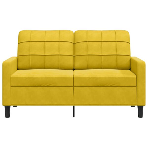 vidaXL Dvivietė sofa, geltonos spalvos, 120cm, aksomas