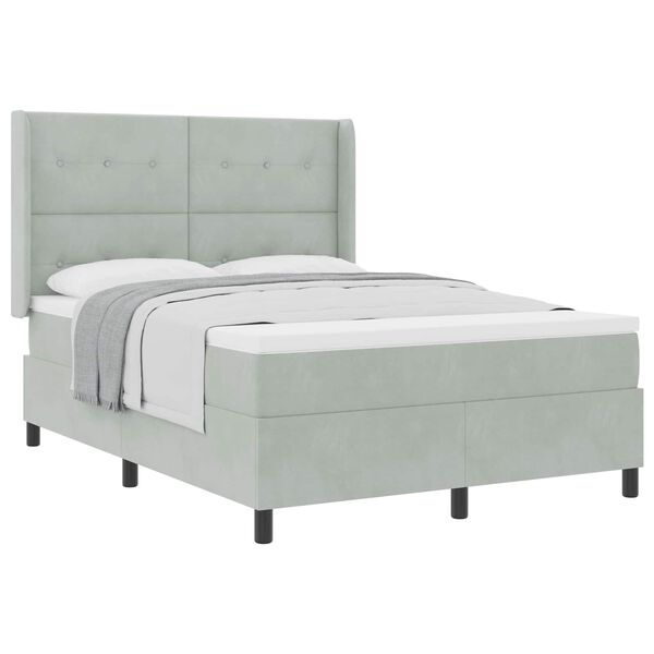 vidaXL Kiemas lova su čiužiniu &Scaron;viesiai pilka 140 x 190 cm Aksomas