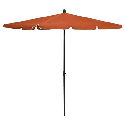 vidaXL Sodo skėtis nuo saulės su stulpu, terakota spalvos, 210x140cm