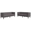 vidaXL Chesterfield sofų komplektas, 2 dalių, pilkas, dirbtinė oda