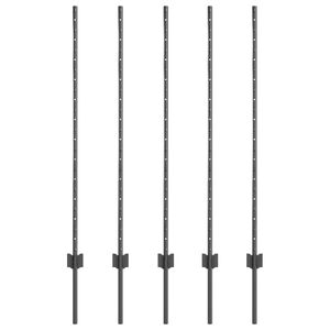 vidaXL Įmontuotas tvoros stulpas 5 vnt. Pilka 160 cm