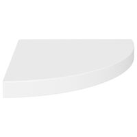 vidaXL Pakabinama kampinė lentyna, baltos spalvos, 35x35x3,8cm, MDF