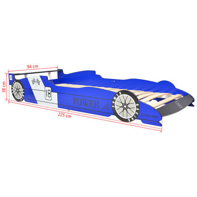 vidaXL Vaikiška lova lenktyninė mašina, 90x200 cm, mėlyna