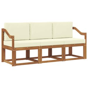 vidaXL Lauko sofos komplektas su pagalve 3 pcs Natūralus ir grietinėlė