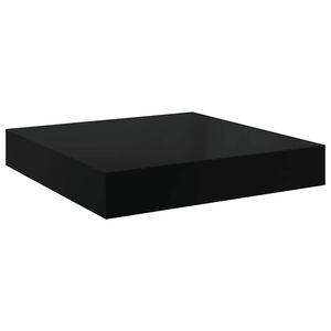 vidaXL Pakabinama sieninė lentyna, juoda, 23x23,5x3,8cm, MDF, blizgi