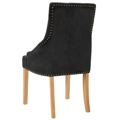 vidaXL Valgomojo kėdės, 2vnt., juodos, ąžuolo masyvas ir aksomas
