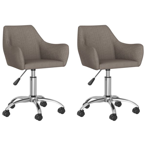 vidaXL Pasukamos valgomojo kėdės, 2vnt., taupe spalvos, audinys