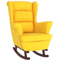vidaXL Supamas krėslas su kaučiukmedžio kojomis, geltonas, aksomas