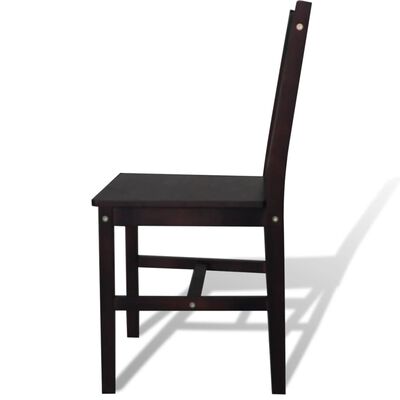 vidaXL Valgomojo kėdės, 6 vnt., tamsiai rudos, pušies mediena