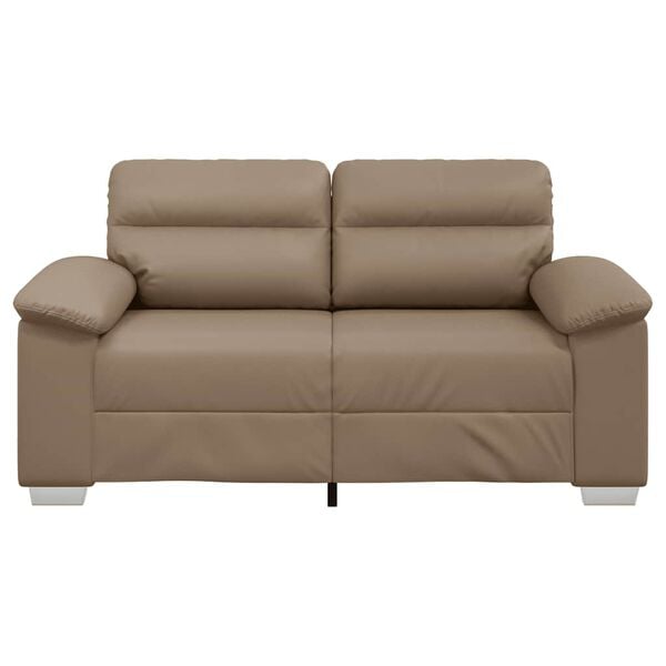 vidaXL Dvivietė sofa, kapučino spalvos, 160x81x84 cm, dirbtinė oda