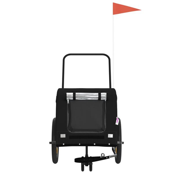 vidaXL Dviračio priekaba augintiniams, juoda, oksfordo audinys/geležis