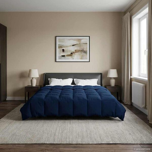 vidaXL Žiemos antklodė Tamsiai mėlyna 200 x 220 cm Mikropluo&scaron;tas