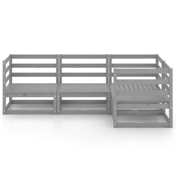 vidaXL Sodo poilsio baldų komplektas, 4 dalių, pilkas, pušies masyvas