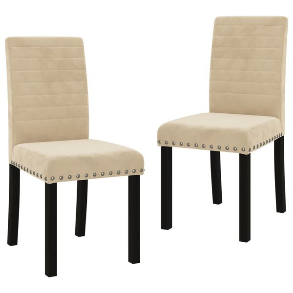 vidaXL Valgomojo kėdės, 2vnt., kreminės spalvos, aksomas