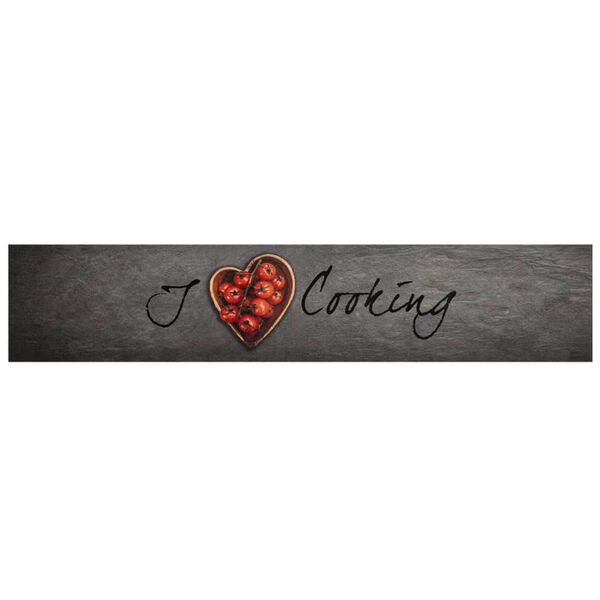 vidaXL Virtuvės kilimėlis, su užrašu, 60x300cm, aksomas, plaunamas