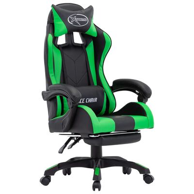 vidaXL Žaidimų kėdė su pakoja, žalia ir juoda, dirbtinė oda