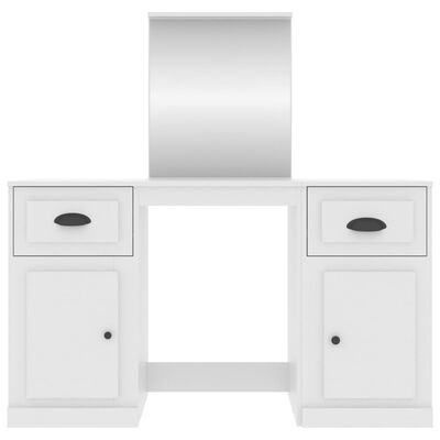 vidaXL Kosmetinis staliukas su veidrodžiu, baltas, 130x50x132,5cm