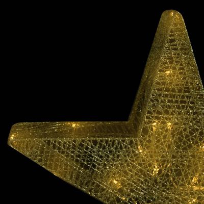 vidaXL Kalėdų dekoracija žvaigždės, 3vnt., auksinės, tinklinės, su LED