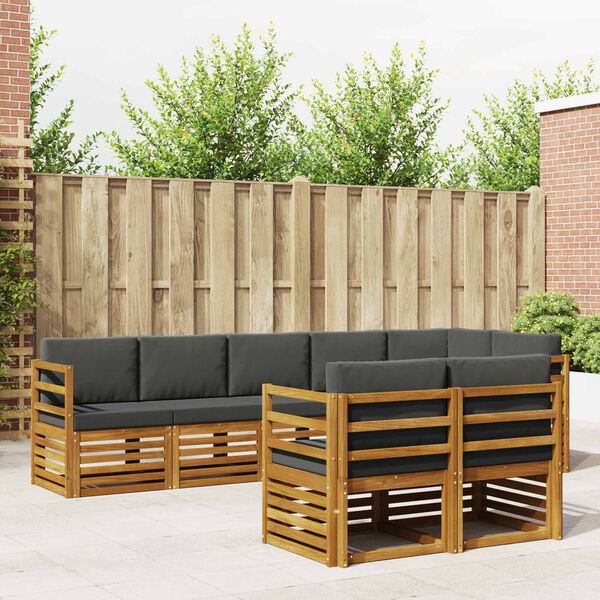 vidaXL Sofų komplektai su pagalve 8 pcs Natūralus ir antracitas