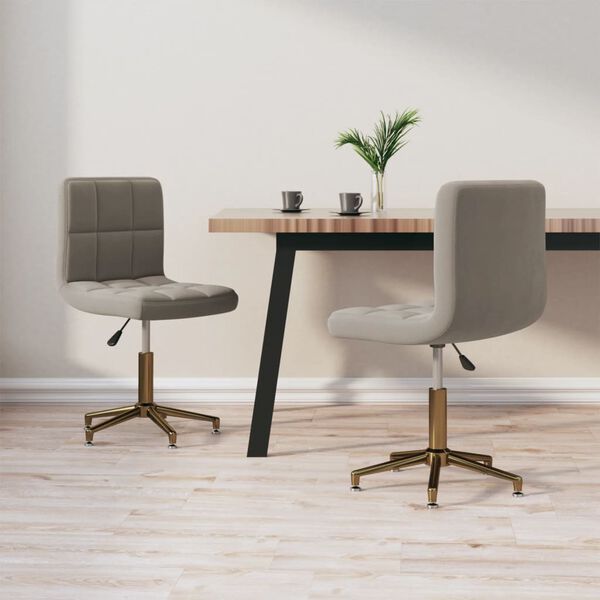 vidaXL Pasukamos valgomojo kėdės, 2vnt., &scaron;viesiai pilkos, aksomas